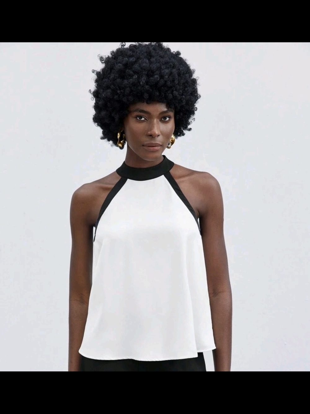SHEIN White Halter Camisole with Black Contrast Trim (12)